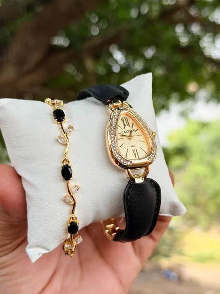 ✨ ساعة نسائية راقية  مع سوار ناعم وفخم ✨