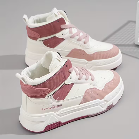 حذاء رياضي نسائي عالي الرقبة أبيض عصري متعدد الاستخدامات للتزلج