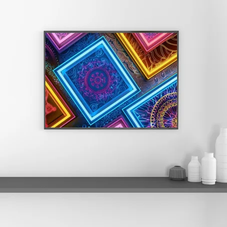 لوحة فنية عصرية - تصميم تاثير النيون والاضواء