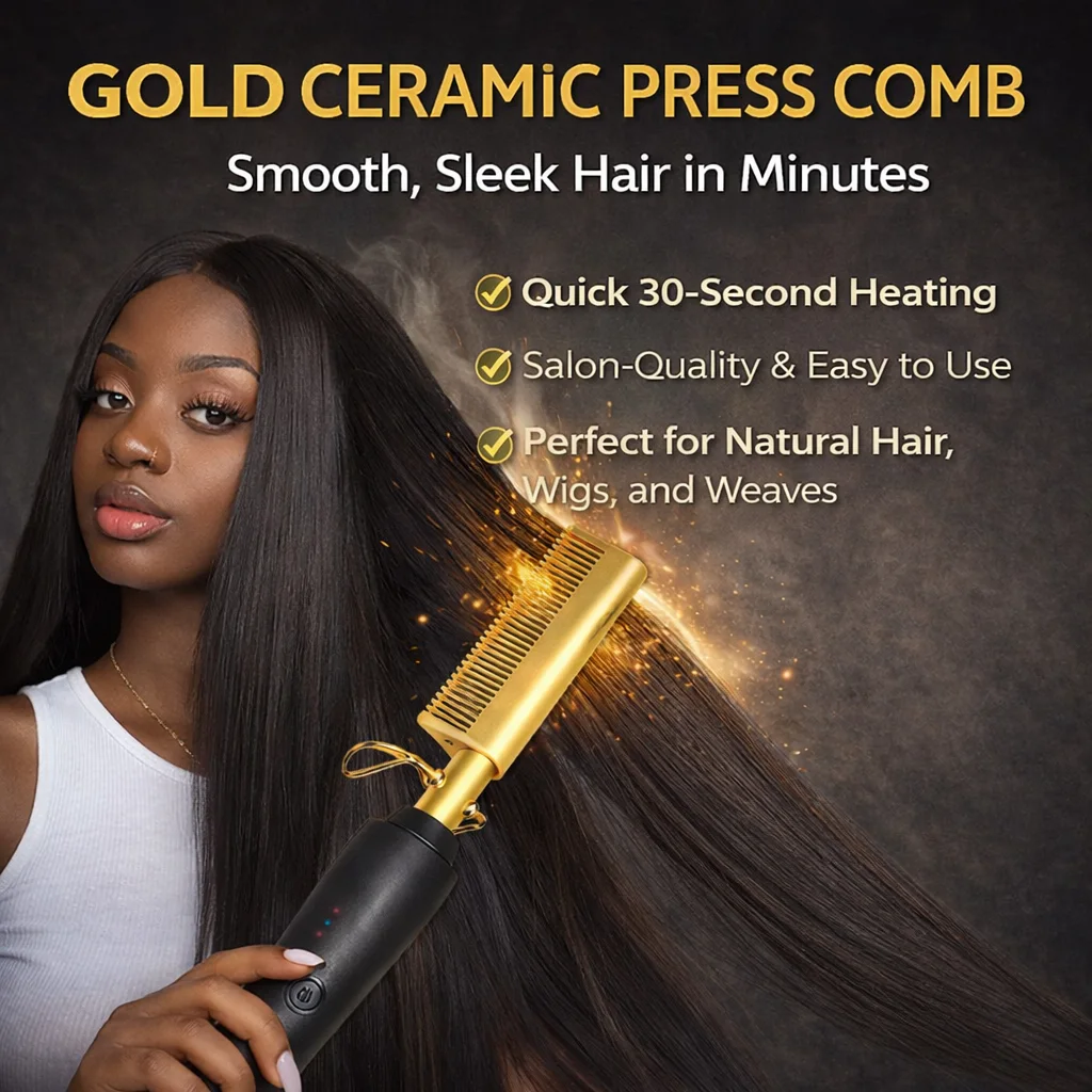 gold ceramic professional press comb