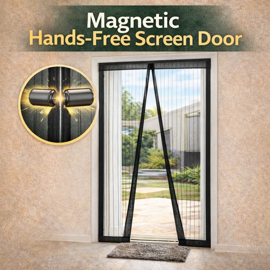 Magic Curtain Door Mesh Magnetic Fastening Bug Screen (Black)