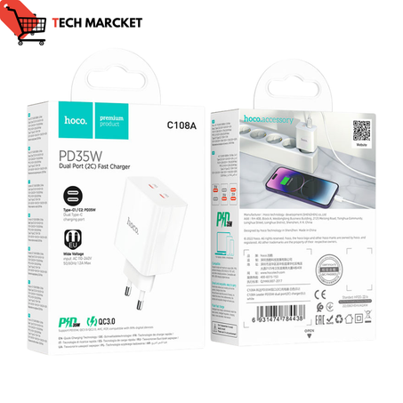 Chargeur Iphone Hoco PD35W 2 Port Type-C