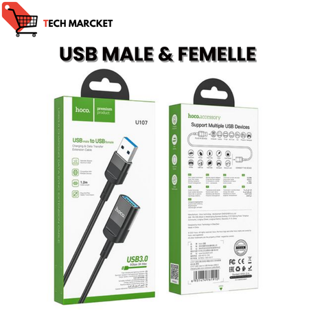 Câble d’extension USB mâle vers USB femelle USB3.0