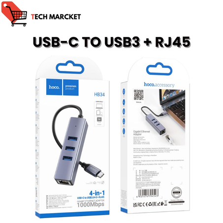HB34 USB vers USB 3*3.0 J45 HOCO Splitter Adapter