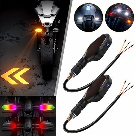 Clignotants LED pour moto avec Projection couleur et 27 modes de Signal – إشارة دراجات نارية ملونة