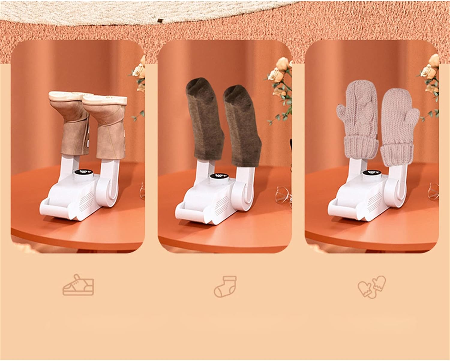 مجفف الأحذية الكهربائي القابل للطي مع مؤقت ذكي