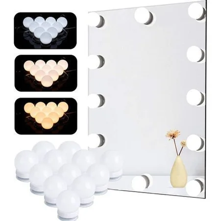 Kit D'éclairage De Miroir 10 Ampoulées LED Avec Ventouse