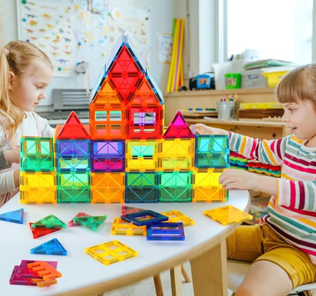 احجار العاب بناء مغناطيسية للاطفال من جيميك تعليمية معتمدة بنظام العلوم والهندسة والتكنولوجيا والرياضيات مكعبات تجميع الاحجيات ثلاثية الابعاد للاولاد والبنات مجموعة كلاسيكية مكونة 63 قطعة، بل