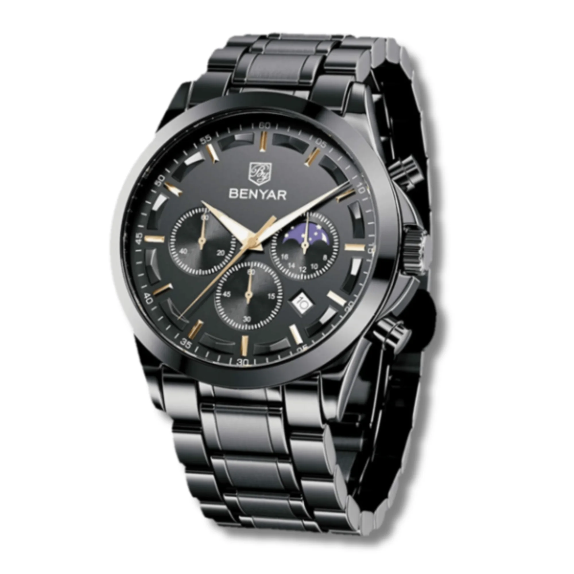 Montre Homme BENYAR Chronographe Étanche en Acier Inoxydable – Noir