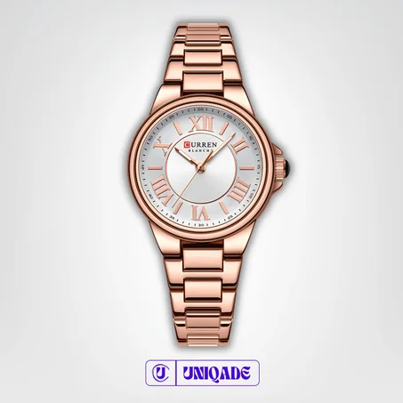 ساعة Curren Blanche الرومانية الفاخرة للنساء - Rose Gold ملكي