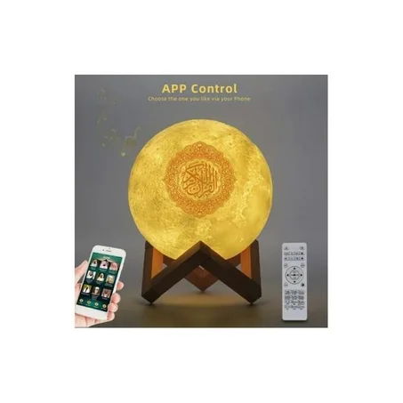 مكبر صوت على شكل مصباح القمر – قرآن كريم، بلوتوث، وإضاءة LED ذكية