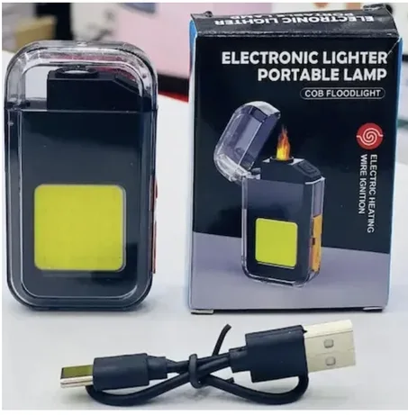 ولاعة كهربائية مزدوجة بقوس بلازما + مصباح LED – قابلة للشحن USB-C