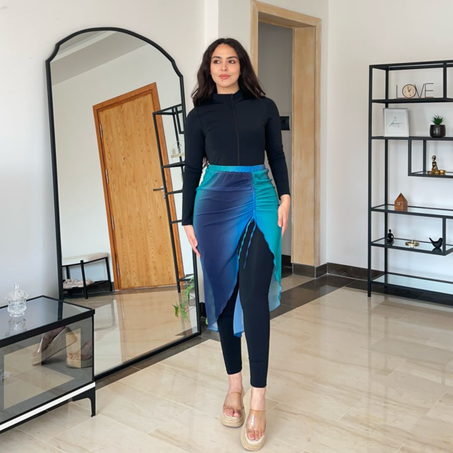 burkini : combinaison avec cache ( 2 pieces )