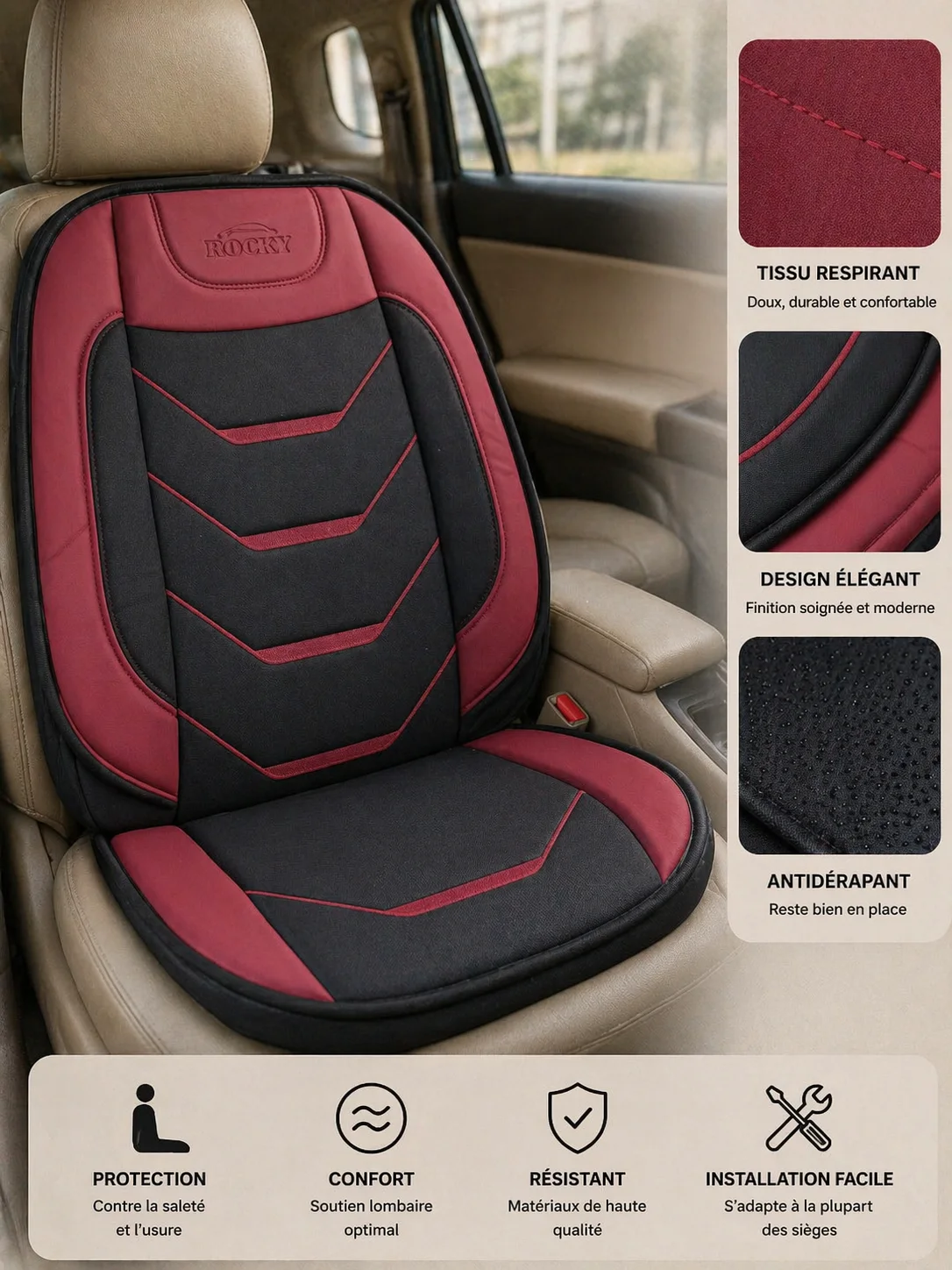 Housse tissu voiture Roky