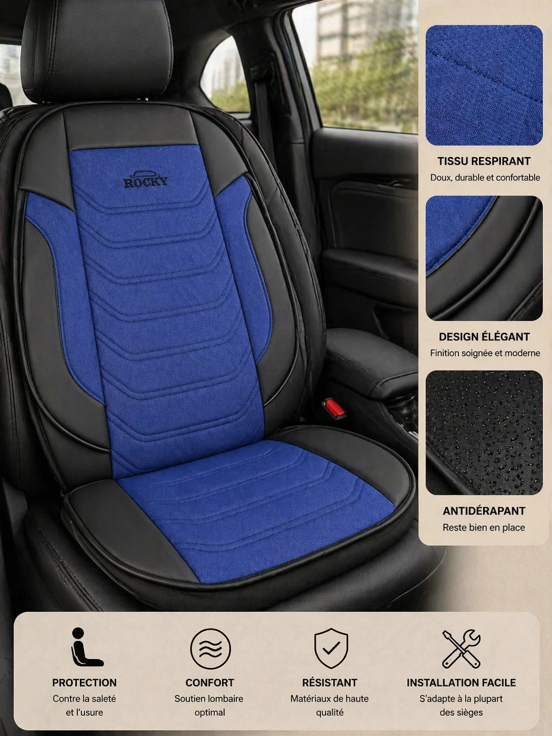 Housse tissu voiture Roky