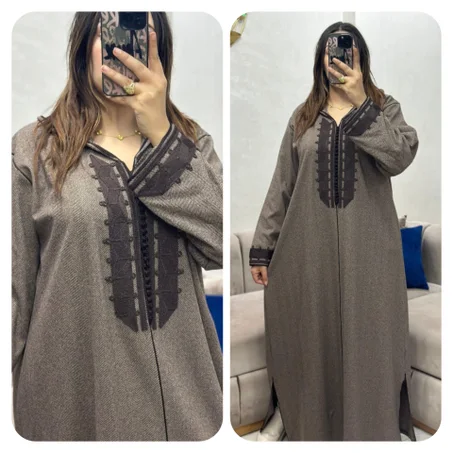 جلابة مغربية بالطرز بثوب الصوفة الممتاز