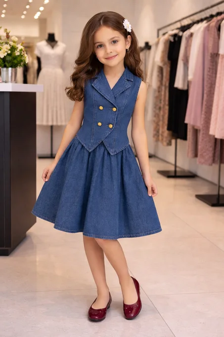 ENSEMBLE JEAN JUPE + GILET 1