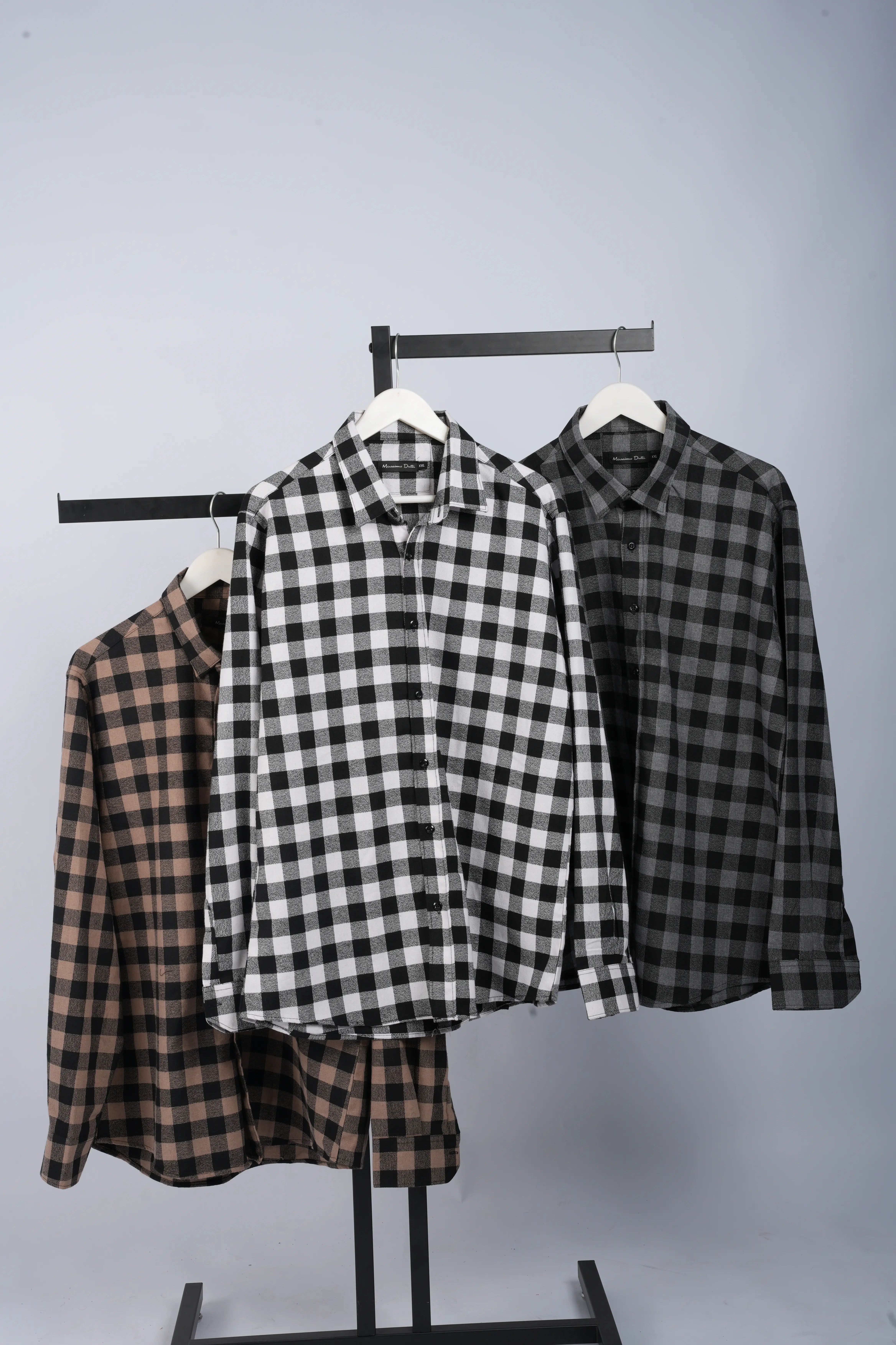 Pack de 3 Chemises Massimo Dutti En Flanelle À Carreaux À Manches Longues Ref-FL3535M