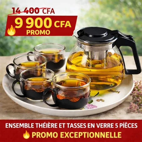THÉIÈRE + 4 TASSES ÉLÉGANTES À SEULEMENT 9 900 FCFA