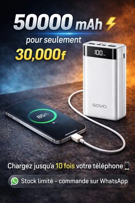 🔋 Power Bank SOVO 50 000 mAh – Batterie portable haute capacité