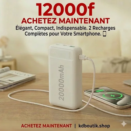 Chargez votre téléphone jusqu’à 10 fois avec ce Power Bank puissant 20000MAH🔥