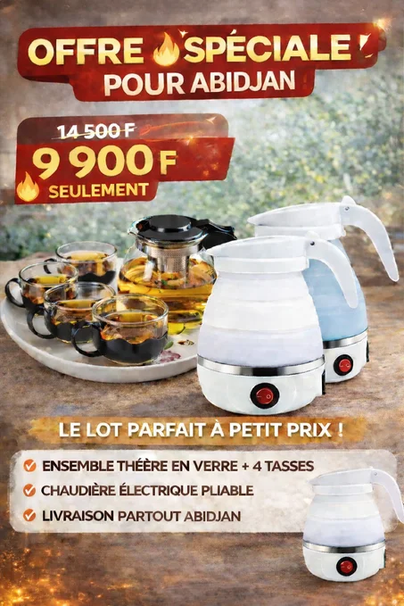 THÉIÈRE + 4 TASSES ÉLÉGANTES À SEULEMENT 9 900 FCFA