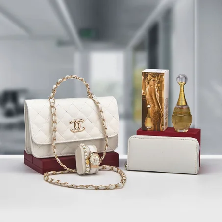 1-Pack Sac Channel 2pc -Parfum -montre braclet -bracelet