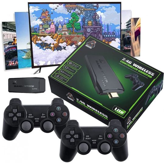 وحدة تحكم الألعاب Game Stick 4K مع ذراعي تحكم لاسلكيين 2.4G للاعبَين – توصيل مجاني