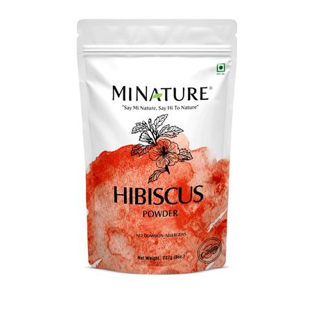 Mi Nature - Polvo de hibisco 100% puro (Gudhal) 8.01 oz (8 onzas) | Polvo 100% natural (Sabdariffa) para el cuidado del cabello, paquete de cara
