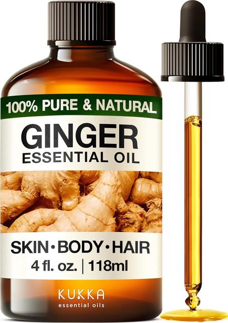 Kukka - Aceite esencial de jengibre natural 100% puro para cabello, piel, masaje y fabricación de jabón, aceite especiado, cálido, nutritivo para una vida