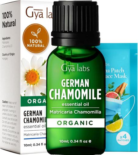 Gya Labs Aceite esencial de manzanilla alemana orgánica para difusor, aceite de manzanilla orgánico 100% puro y natural para piel, cabello y jabones, aroma
