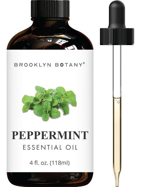 Brooklyn Botany Aceite esencial de menta, enorme 4 onzas líquidas, 100% puro y natural, grado premium con gotero, para aromaterapia y difusor