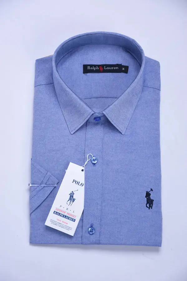 قميص Ralph Lauren نصف كم للرجال — الأناقة الكلاسيكية بلمسة عصرية  Ref-CH71001D ( Blanche + Beige + Bleu roi )