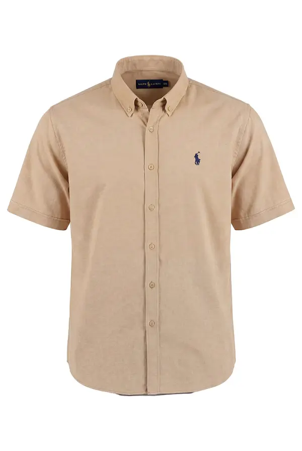 قميص Ralph Lauren نصف كم للرجال — الأناقة الكلاسيكية بلمسة عصرية  Ref-CH71001D ( Blanche + Beige + Bleu roi )