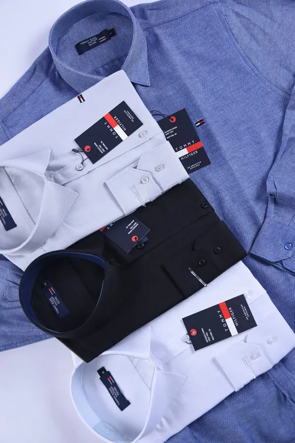 Chemise Tommy Oxford coton piqué Ref-Pc07810 ( Blanche )