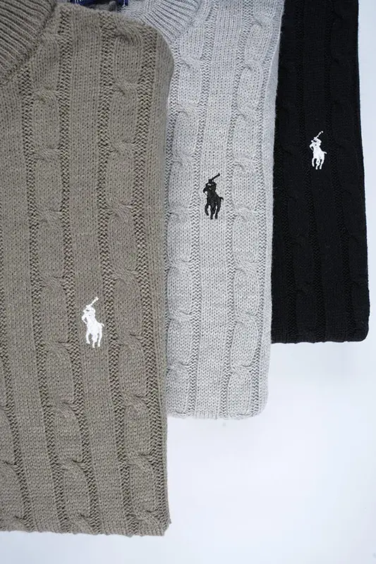 Pack 3 Pulls Ralph col rond en coton 100%  Ref-RD91L03 ( Gris + Noir + Beige Foncé )