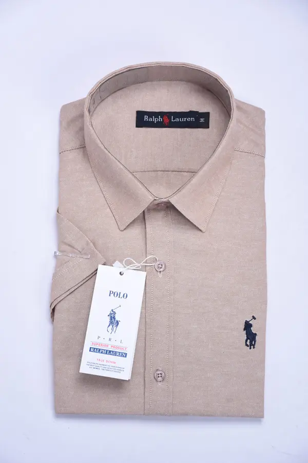 قميص Ralph Lauren نصف كم للرجال — الأناقة الكلاسيكية بلمسة عصرية  Ref-CH71001D ( Blanche + Beige + Bleu roi )