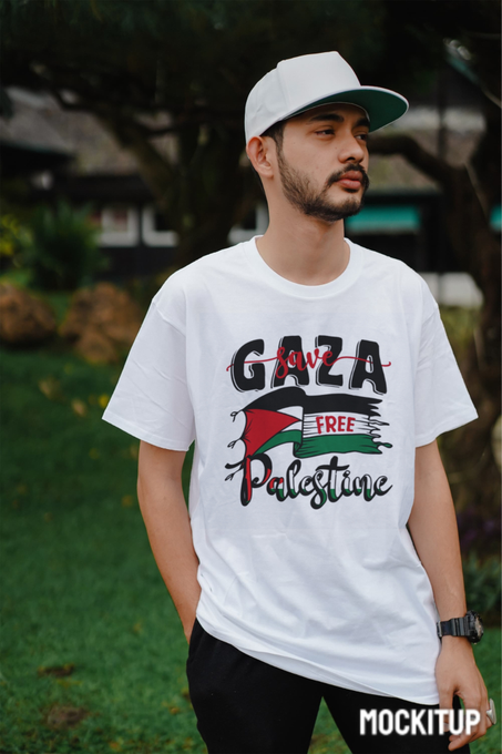 تيشورت بشعار "غزة"… ماشي مجرد لباس، هادي رسالة ❤️
