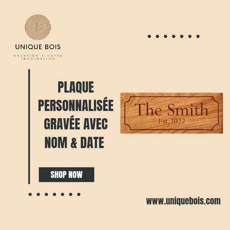 Plaque  Personnalisée Gravée avec Nom & Date
