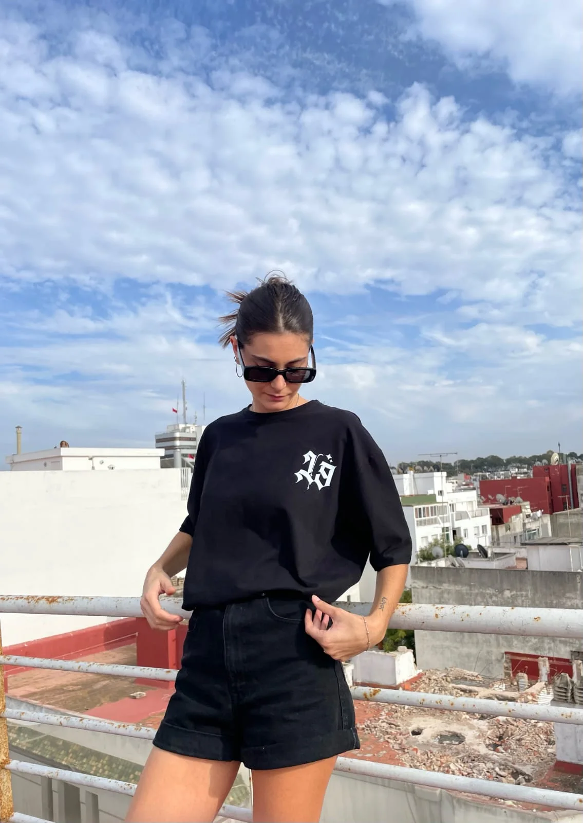 BLACK SHIRT WITH MOROCCAN TOUCH PURPLE