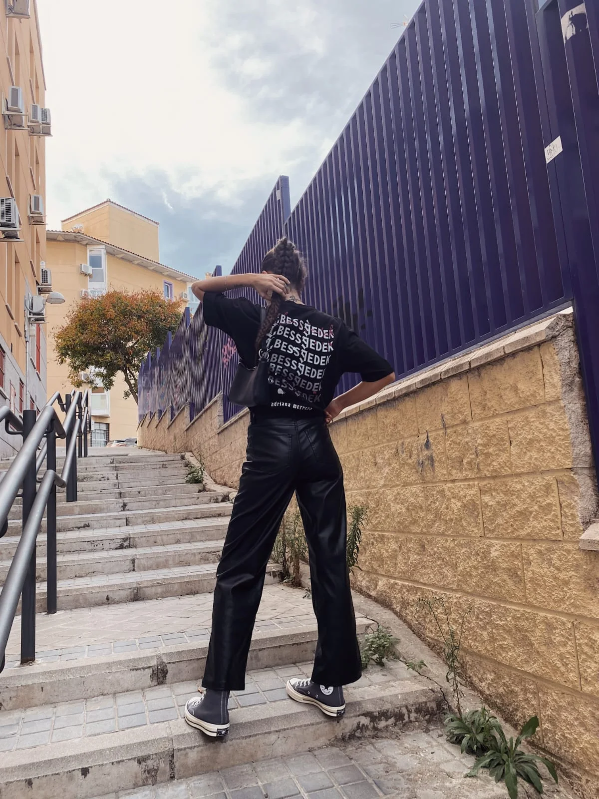 BLACK SHIRT WITH MOROCCAN TOUCH PURPLE