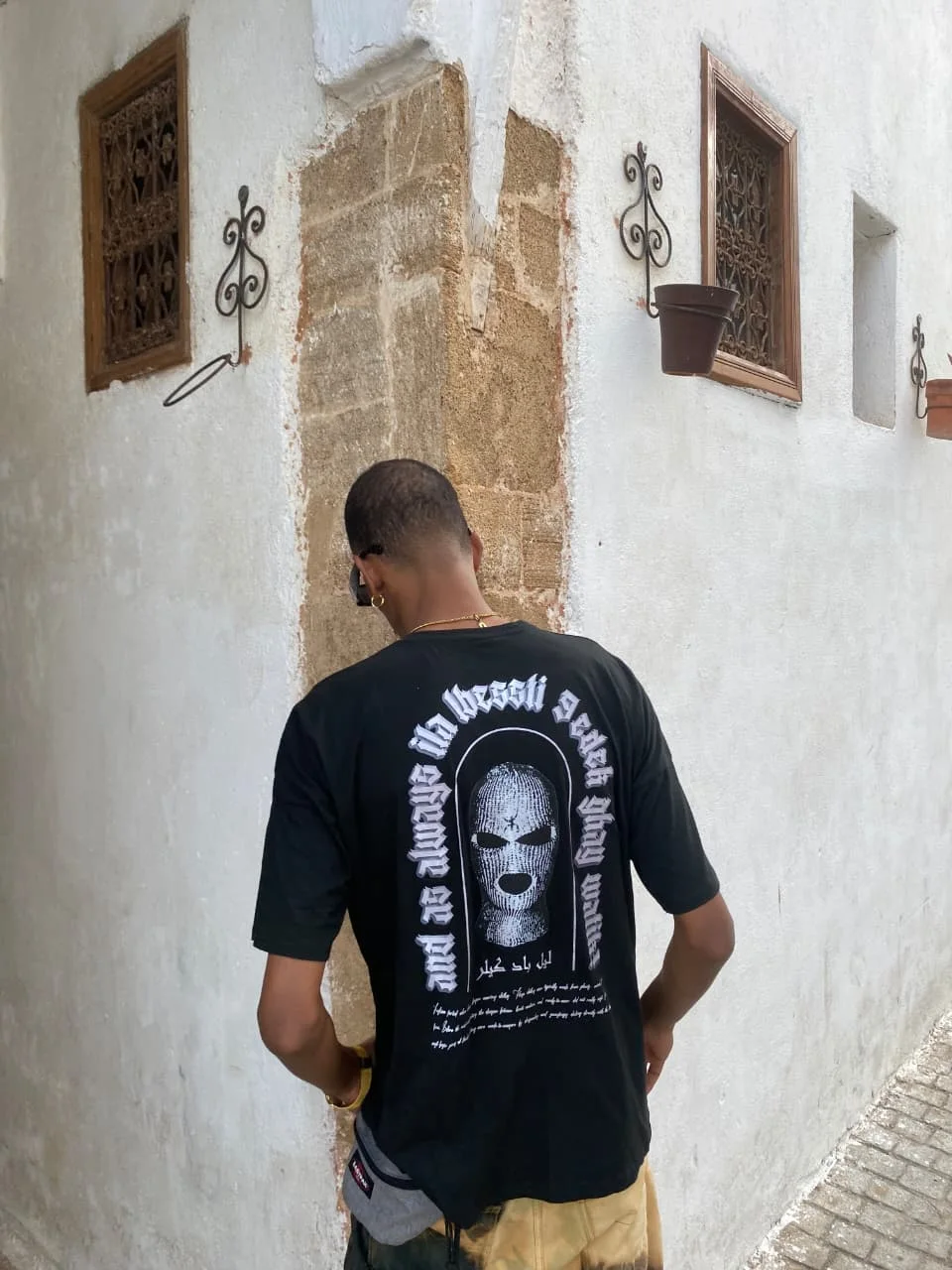 BLACK LBESS9EDEK T-SHIRT WITH MOROCCAN TOUCH