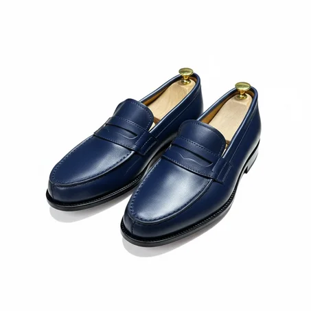 Mocassin En Cuir  BLEU