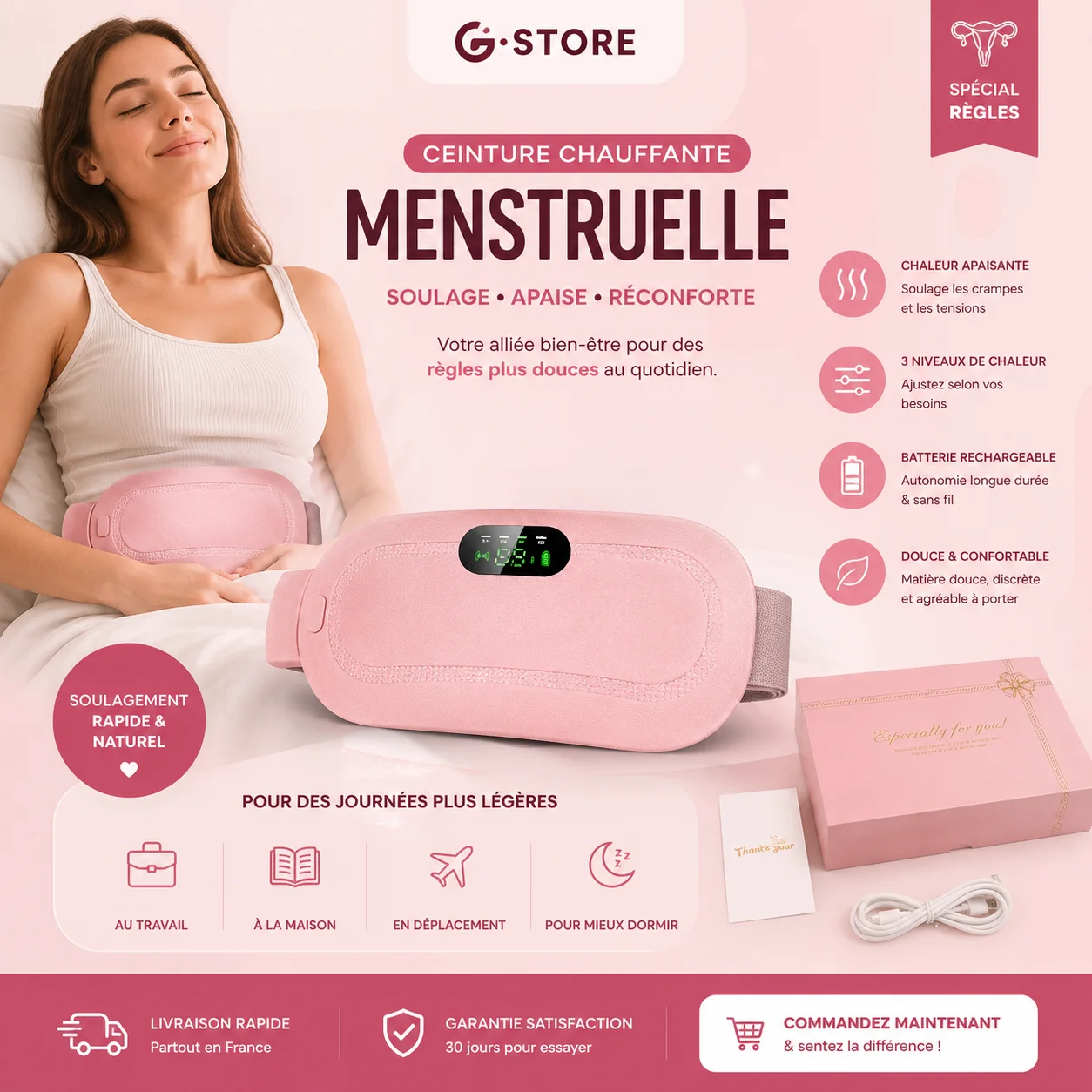 🌸Ceinture Menstruelle Chauffante 🌸