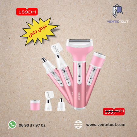 للسيدات 4 في 1 قابلة لإعادة الشحن Kemei ماكينة حلاقة كهربائية من / Rasoir électrique 4 en 1 pour femmes