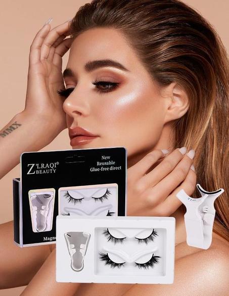 رموش مغناطيسية مزدوجة,  قابلة لإعادة الاستخدام, سهلة التركيب