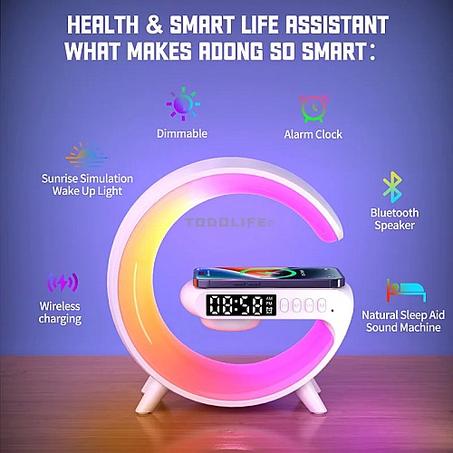 Speakers Alarm Clock,G Lamp,Wireless Charger night lights - Medium