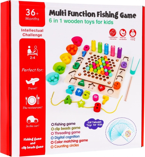 Ensemble de jeux éducatifs en bois 6-en-1