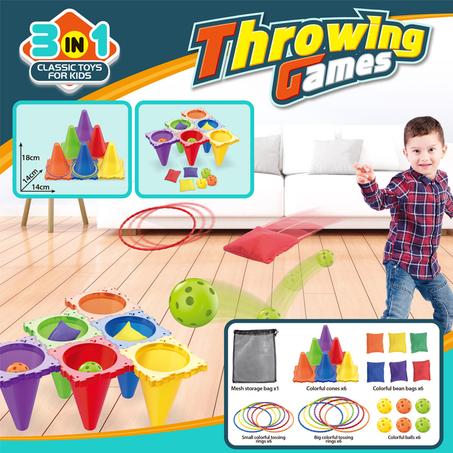 JEUX DE LANCER – Coffret de jouets classiques 3 en 1