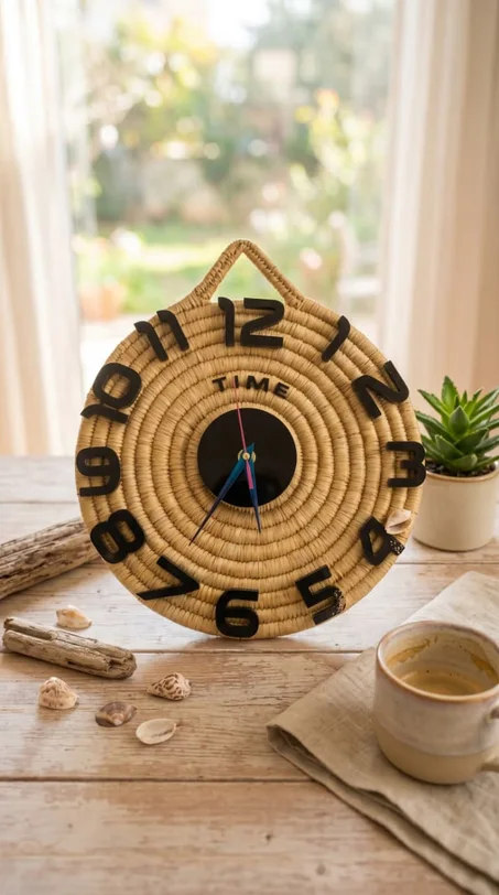 horloge mural en doum avec sa main